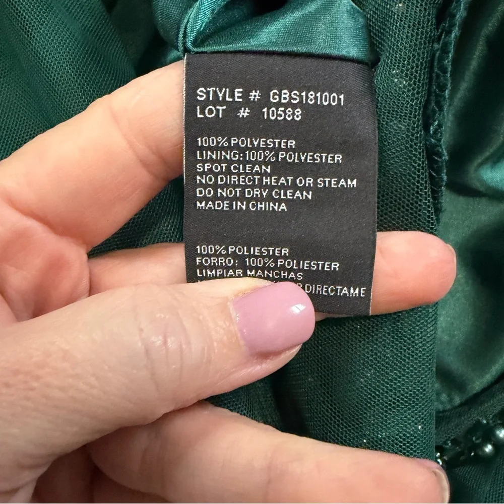 GB Emerald Green Beaded Sequined V Neck Tank Formal Dress Size 13, NWT - Picture 12 of 12